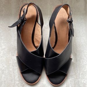 Madewell The Ruthie Crisscross Sandal in Black Leather 9 M